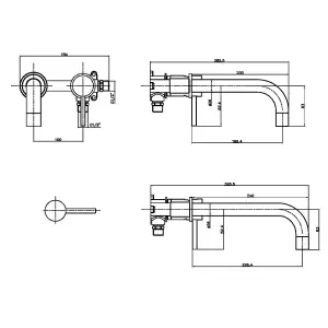 UK Home Living Avalon Core Wall Mounted Basin or Bath filler Brushed BRONZE