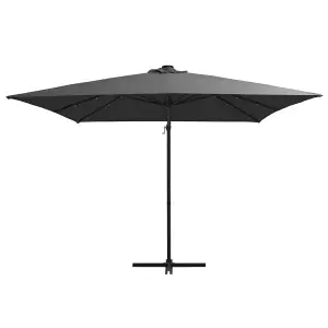 Berkfield Cantilever Umbrella with LED lights and Steel Pole 250x250 cm Anthracite