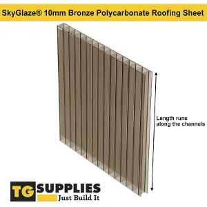 High Impact AntiFog 10mm Bronze Polycarbonate Sheet SkyGlaze - UV Protected Panel - 1050x3750mm