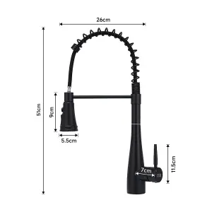 Black Pre-rinse Pull-Down Swivel Kitchen Mixer Tap Faucet