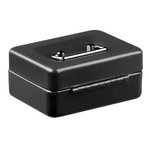 Hardys Metal Cash Box Money Bank Deposit Steel Tin Security Safe Petty Key Lockable - 4" Black