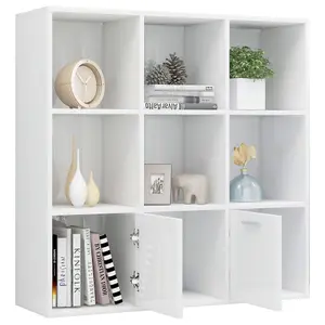 Berkfield Book Cabinet High Gloss White 98x30x98 cm Engineered Wood