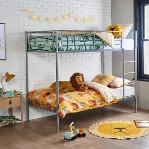 Metal Double Bunk Bed Single Bed Silver