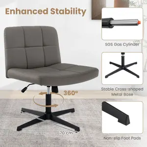 Costway Modern Criss Cross Chair PU Leather Upholstered Armless Cross Desk Chair