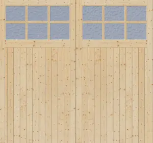 Green & Taylor 1981 x 2135 x 44mm Side Hung Solid Pine Timber Single Glazed Garage Doors with Flemish Glass