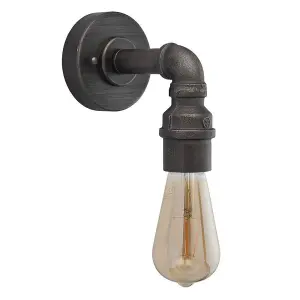 Luminosa Pipe 1 Light Wall Light Aged Pewter Paint, E27