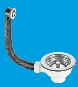 McAlpine BSWCLS-OFSS 1.5" Basket Strainer Waste and Overflow 113mm Stainless Steel Flange Spring-Loaded Plug