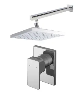 Empire Concealed Square Manual Valve, Arm & Head Shower Bundle Set - Chrome - Balterley