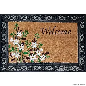 MantraRaj Heavy Duty Non-slip Welcome Doormat PVC Grill Outdoor Coir with Rubber Backing Floor Mat 45 X 75CM(Flowerwl)