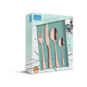 24 piece 18/10 stainless steel cutlery set for 6 people Copper