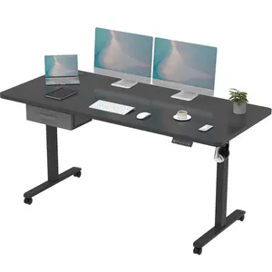 Hieronymus Electric Height Adjustable T-Shape Standing Desk Black / White / 122 x 140 x 60 cm