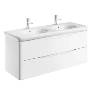 Eden 1200mm Wall Hung Vanity Unit in Gloss White & Link Resin Basin