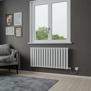 Agadon Lola Electric Designer Panel Radiator 600 x 1208 mm White - 1000 W Smart Heating Element