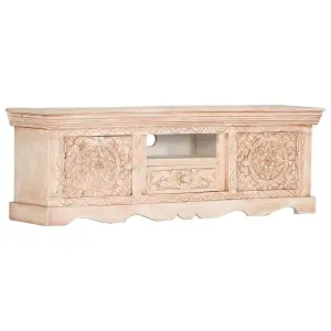 Berkfield TV Cabinet White 120x30x40 cm Solid Mango Wood