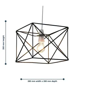 First Choice Lighting Set of 2 Geosphere Matt Black with Brushed Gold Easy Fit Lightshades