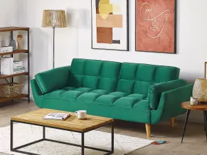 Beliani Retro Sofa Bed ASBY Green Velvet