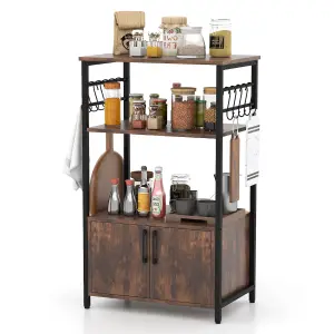 COSTWAY 3-Tier Kitchen Bakers Rack with Cabinet