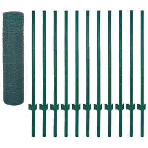 Berkfield Wire Mesh Fence with Posts Steel 25x0.5 m Green