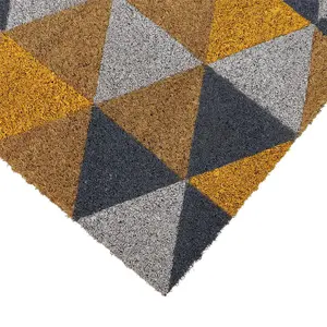 JVL Eco-Friendly Colour Pattern Latex Backed Coir Entrance Door Mat, Geometric Design