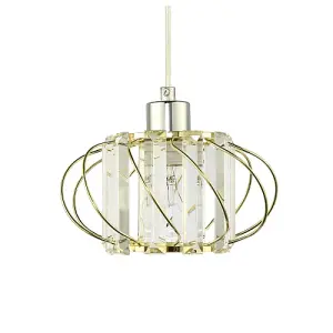 Modern Pendant Lamp Shade with Clear Acrylic Rectangular Prims and Gold Frame