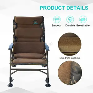 CARPZILLA Recliner Folding Camping Fishing Chair 5CM Cushion 150KG Capacity Camo