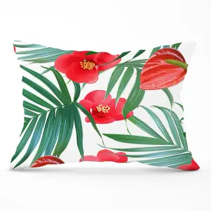 Tropical Flowers And Palm Leaves Hawaiian Cushions 33cm x 48cm