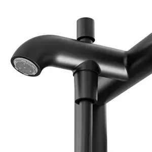 GoodHome Owens Matt Black Deck-mounted Bath mixer tap with shower kit