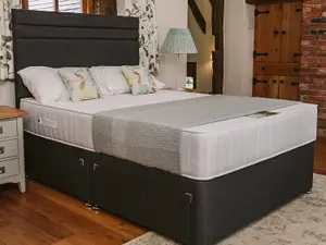 Windsor Extra Firm High Density Foam Supreme Divan Bed Set 5FT King 4 Drawers - Naples Slate