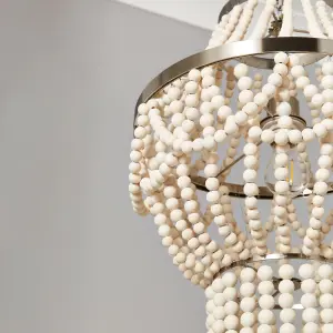 Litecraft Pilli Natural Beaded 1 Light Chandelier