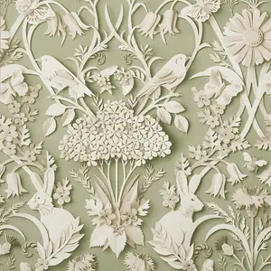 Dimensions Woodland Wallpaper Sage Green Fine Decor FD42951