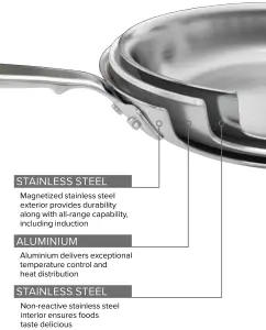 Anolon Authority Multi-Ply Clad Silver Round Induction Suitable Saucepot with Glass Lid 16cm