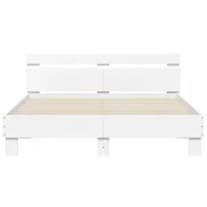 Berkfield Bed Frame with LED without Mattress White 140x190 cm