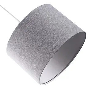 Modern and Sleek 12 Inch Light Grey Linen Fabric Drum Lamp Shade 60w Maximum