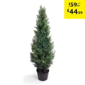 Best Artificial 3ft - 90cm Potted Cedar Topiary Tree - Suitable for Outdoor Use - Weather & Fade Resistant