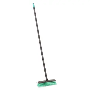 JVL Lightweight Indoor Angled Soft Bristle Sweeping Brush Broom,  Teal