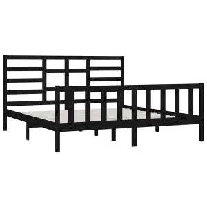 Berkfield Bed Frame Black Solid Wood Pine 200x200 cm