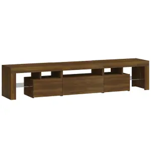 Berkfield TV Cabinet with LED Lights Brown Oak 200x36.5x40 cm