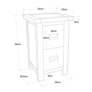 Aurelie 2 Drawer Bedside Table White