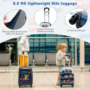 Costway 5 Piece Kids Luggage Set Carry-on Children Rolling Suitcase Set w/ Backpack