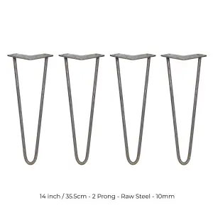 4 x Hairpin Leg - 14 - Unfinished - 2 Prong - 10m