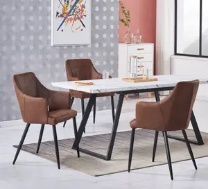 Zarah Toga White LUX Dining Set with 4 Brown Chairs