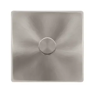 Brushed Steel Screwless Plate 1 Gang 2 Way LED 100W Trailing Edge Dimmer Light Switch - SE Home