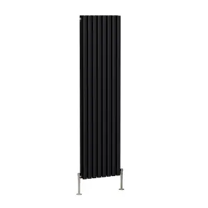 Right Radiators 1800x472mm Vertical Double Oval Column Designer Radiator Black