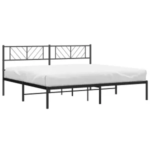 Berkfield Metal Bed Frame with Headboard Black 183x213 cm