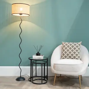 ValueLights Black Metal Wavy Single Stem Floor Lamp - Base Only