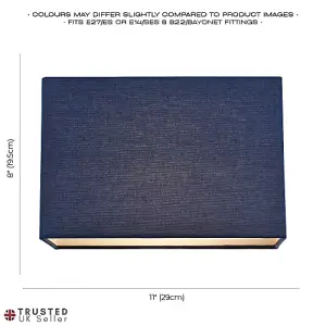 Contemporary and Stylish Navy Midnight Blue Linen Fabric Rectangular Lamp Shade