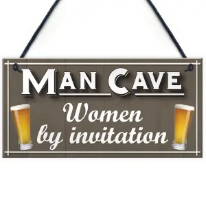 Man Cave Women Invitation Funny Door Home Bar Pub Hanging Plaque Husband Gift Sign