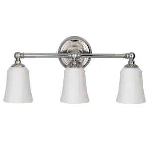 Luminosa Huguenot Lake 3 Light Bathroom Over Mirror Light Polished Chrome IP44, G9