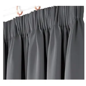 Fiffer Polyester Blackout Pinch Pleat Curtain Pair Grey / 117 x 183 cm