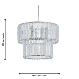 First Choice Lighting Clint Clear Acrylic Crystal Two Tier Easy Fit Pendant Shade